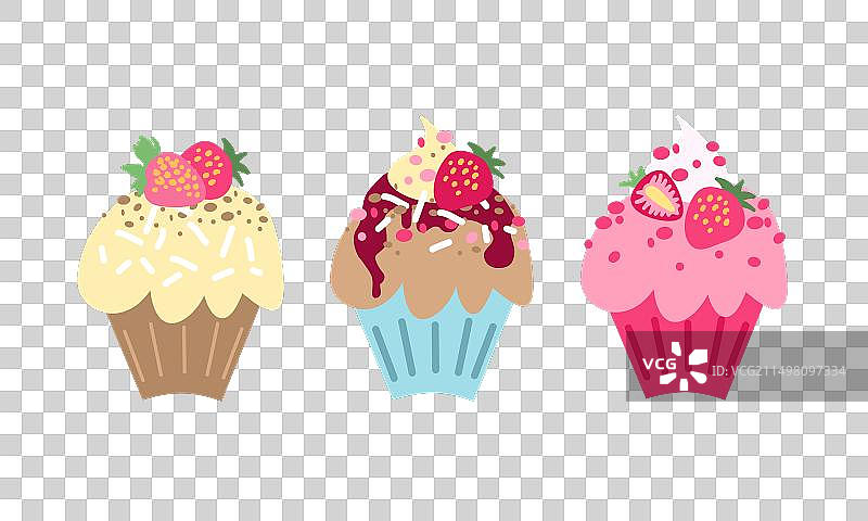 可爱纸杯蛋糕和松饼合集图片素材