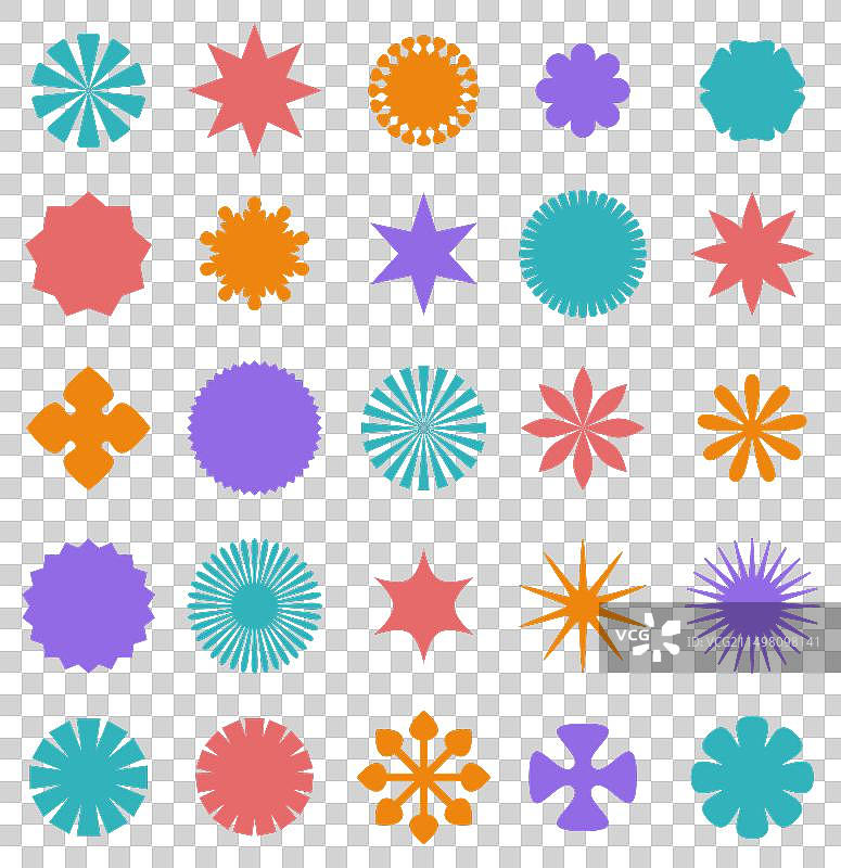 霓虹灯抽象形状的动态集合图片素材