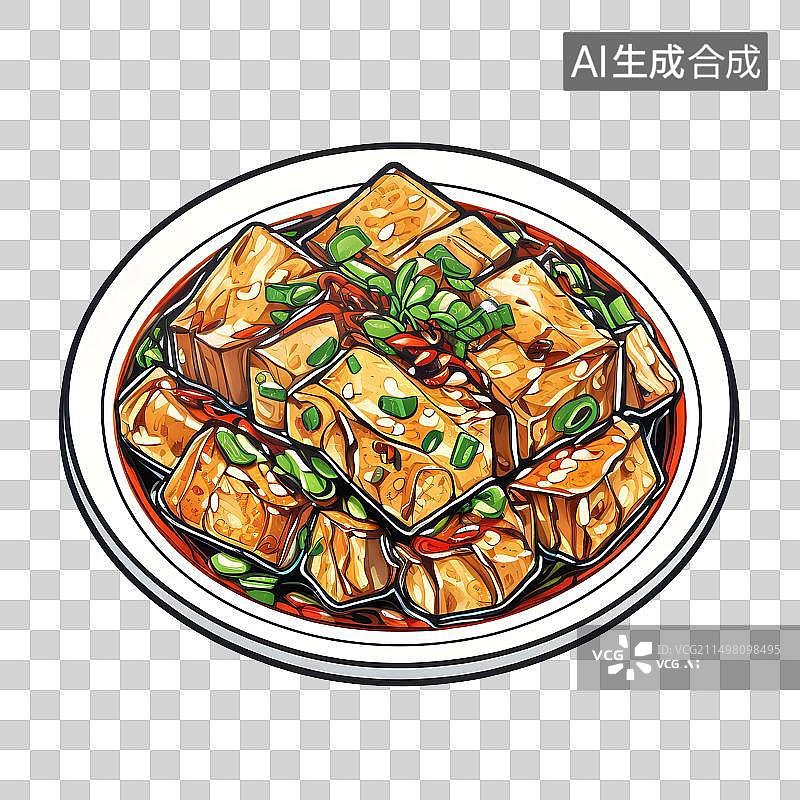 【AI数字艺术】红烧豆腐，凉拌豆腐，麻辣豆腐，臭豆腐，宵夜小吃，免抠元素图片素材
