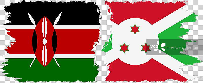 布隆迪和肯尼亚的复古旗帜连接图片素材