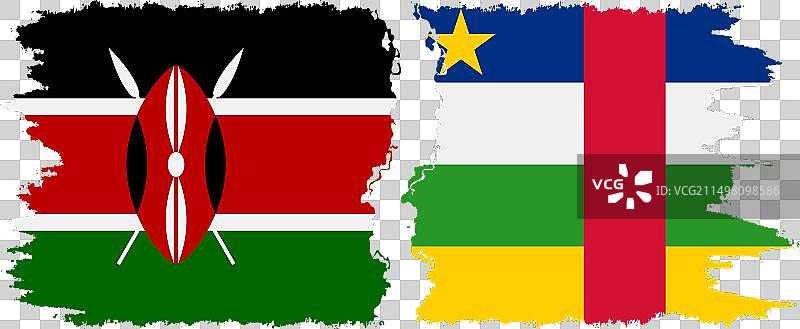 中非共和国和肯尼亚的Grunge风格旗帜图片素材