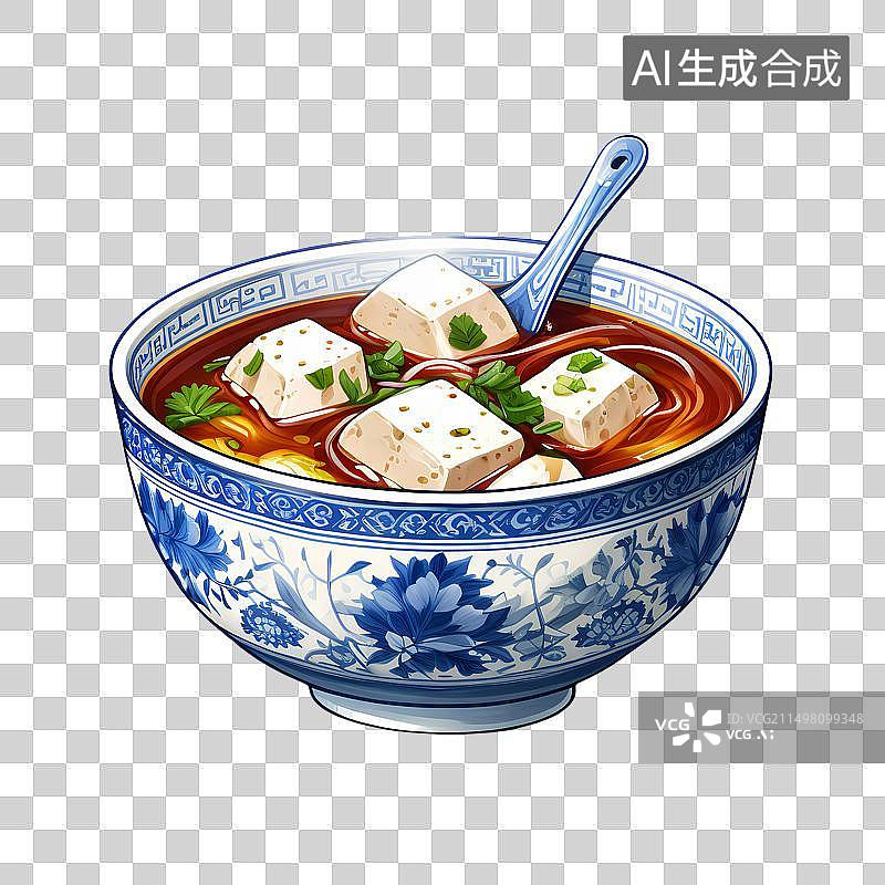 【AI数字艺术】一碗豆腐汤，水豆腐，免抠素材图片素材