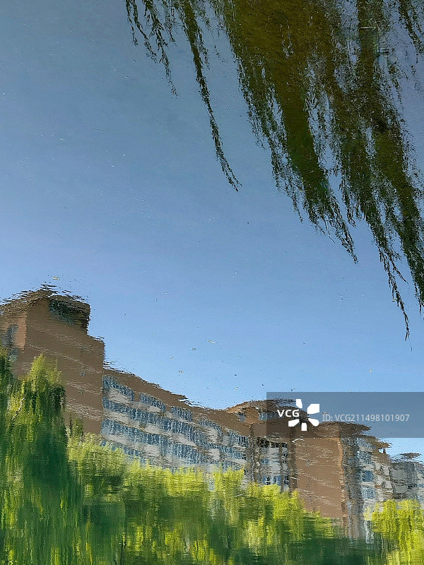 高楼在水里的倒影图片素材