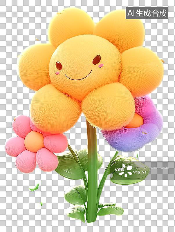 【AI数字艺术】3D丝绒效果小花图片素材