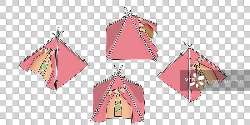 免扣帐篷户外露营手绘3D图片素材