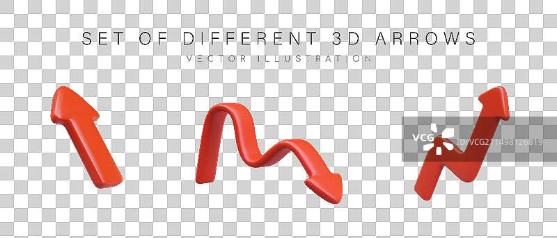 3个不同类型的红色直箭头图片素材