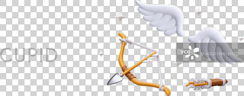 丘比特配饰3D弓箭浪漫概念图片素材