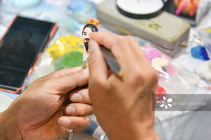 面塑的制作过程；传统工艺美术面塑；捏面人；非物质文化遗产面塑图片素材