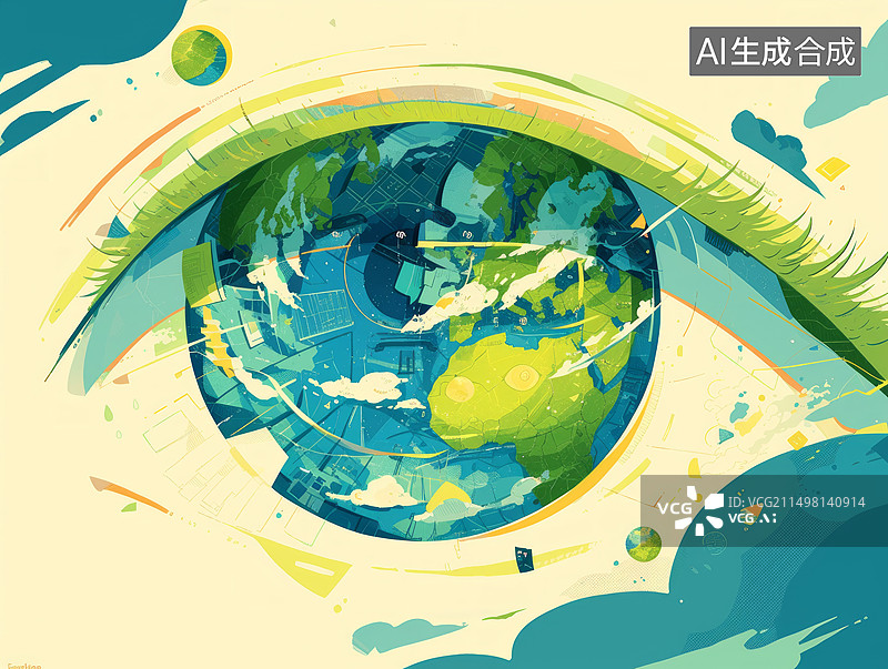 【AI数字艺术】地球之眼的艺术描绘图片素材