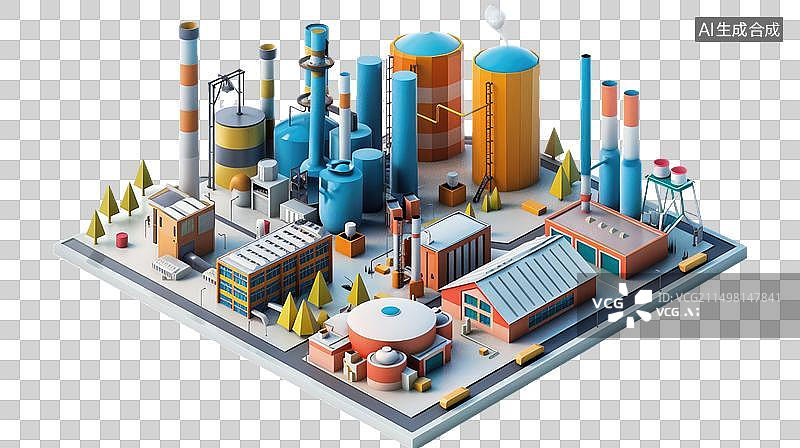 【AI数字艺术】化工厂生产排放图片素材