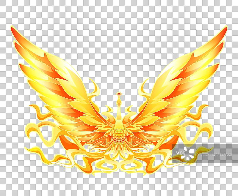 清新国风神话黄金凤凰素材图片素材