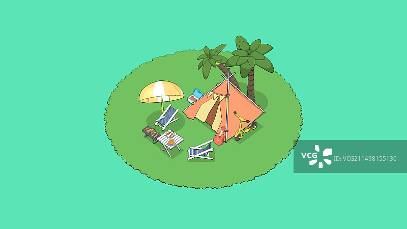 露营房车户外交游卡通图片素材