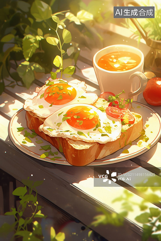 【AI数字艺术】鸡蛋面包营养早餐早饭图片素材