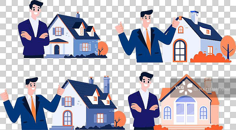 手绘扁平风格房地产经纪人图片素材