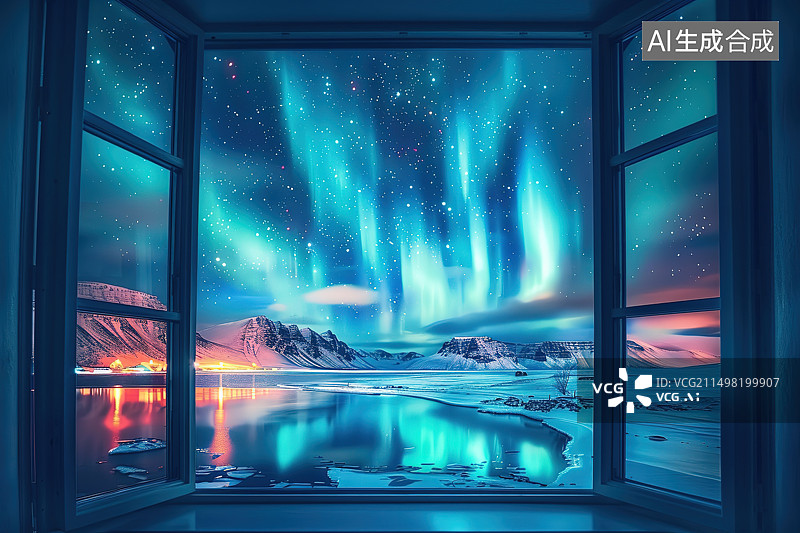 【AI数字艺术】夜幕下白雪皑皑的群山景色图片素材