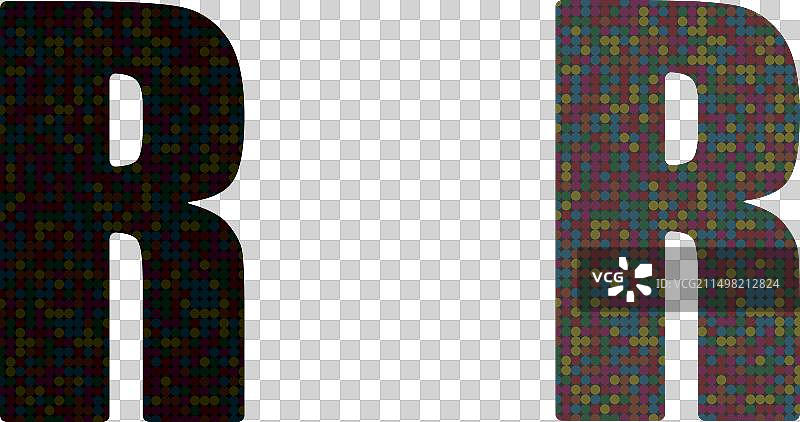 彩色点组成的闪光泡泡字母R图片素材