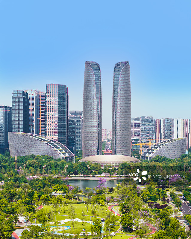 中国四川成都金融城交子公园航拍图图片素材