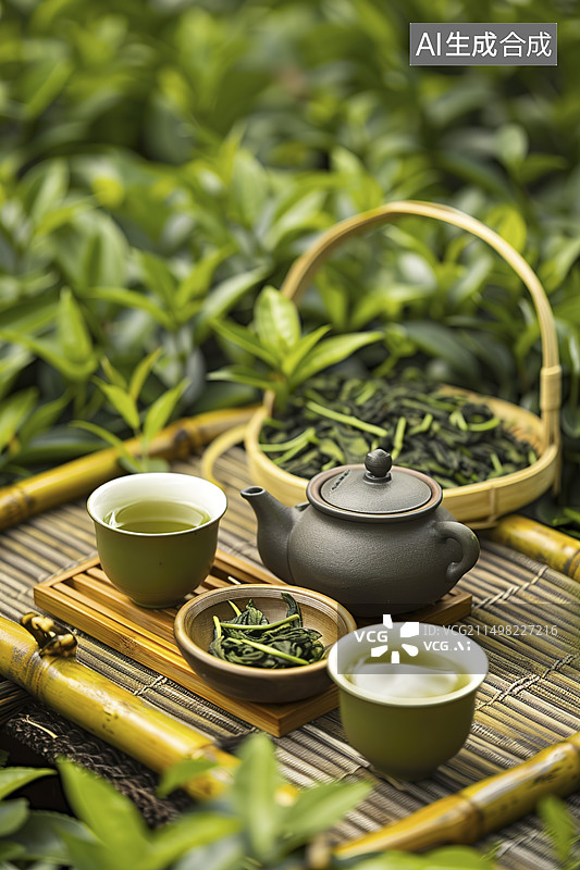【AI数字艺术】茶文化茶园茶壶图片素材
