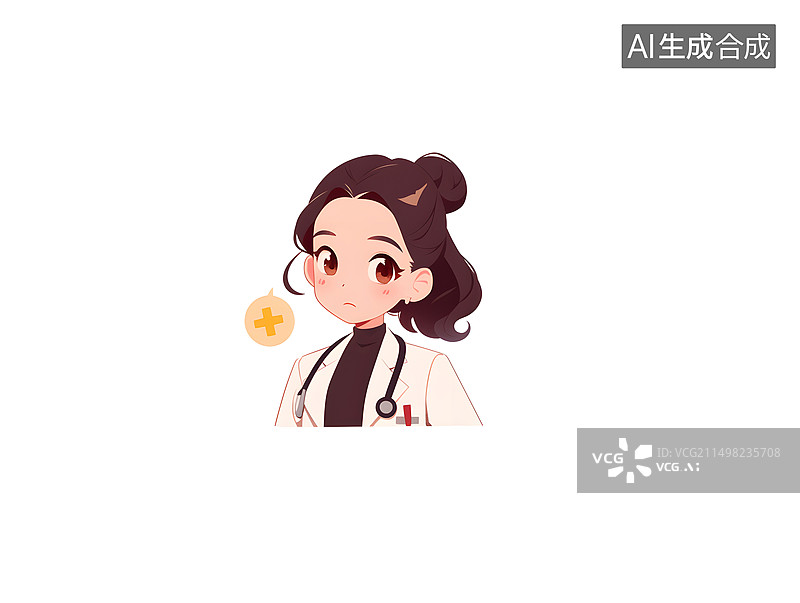 【AI数字艺术】女医生可爱女生插画人物女图片素材