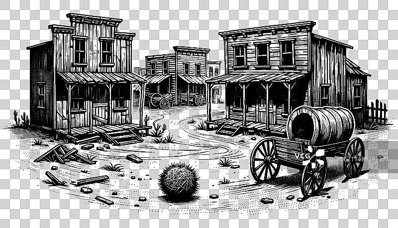 鬼镇油毡版画图片素材