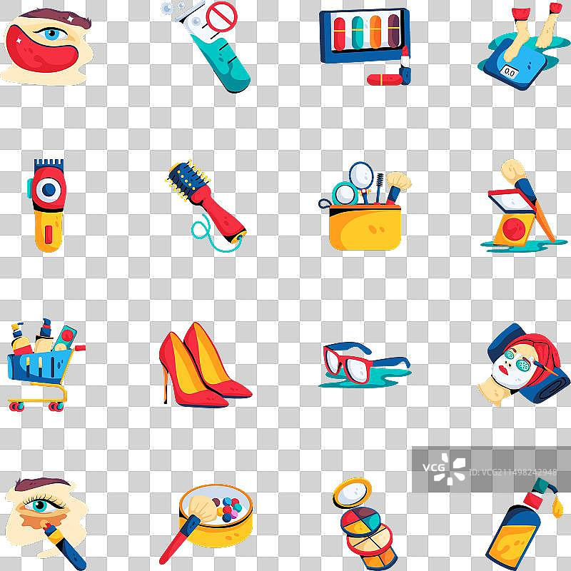 美容和修饰工具扁平图标合集图片素材