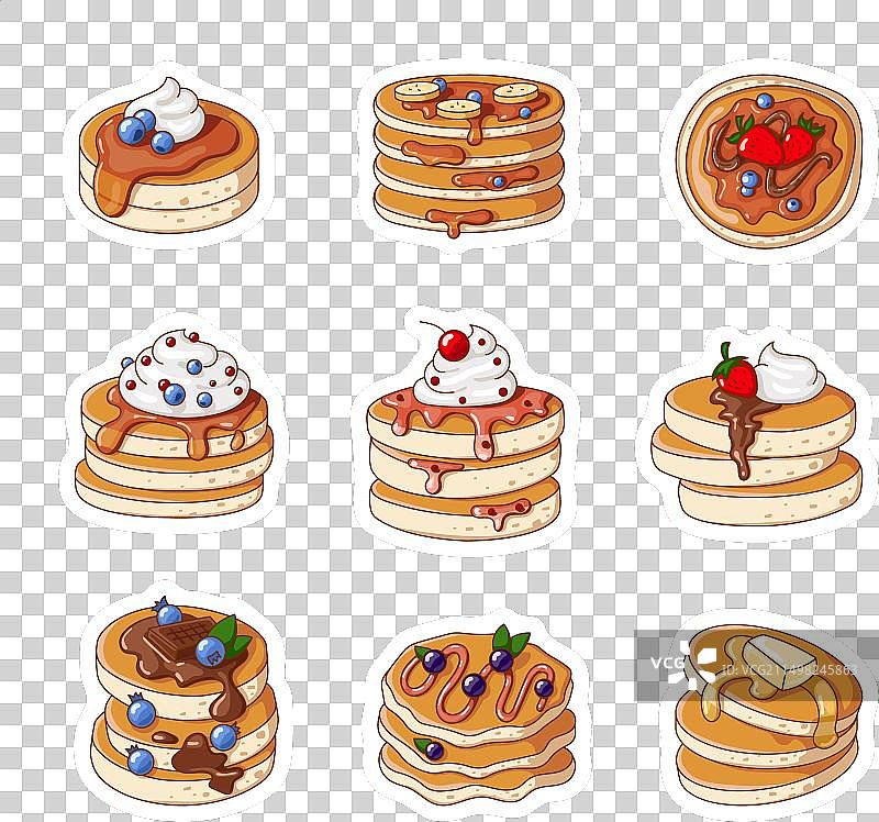 早餐薄煎饼书签贴纸图片素材