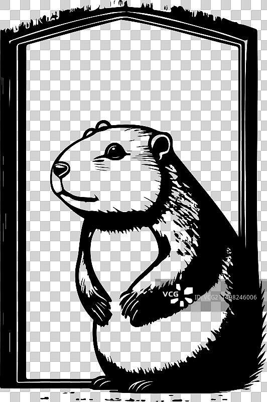 土拨鼠窗户图标黑色手绘图片素材