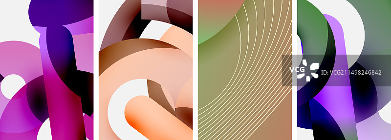 白色背景上的彩色丝带拼贴图片素材