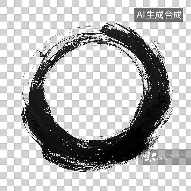 【AI数字艺术】水墨风圆形笔触装饰设计素材图片素材