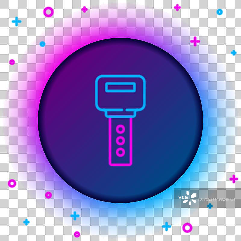 发光的霓虹灯房屋钥匙图标图片素材