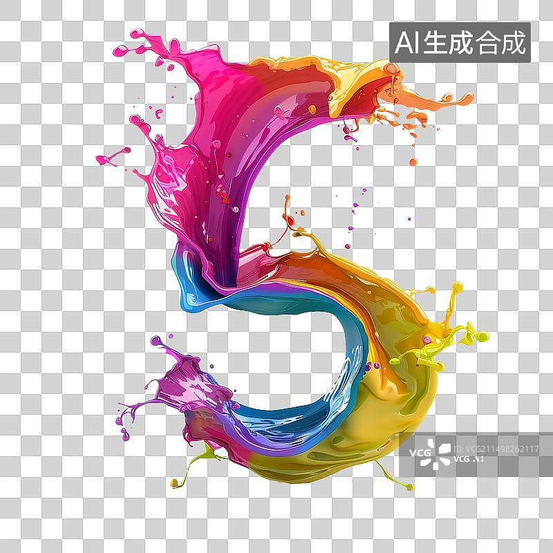 【AI数字艺术】飞溅的油漆阿拉伯数字5图片素材