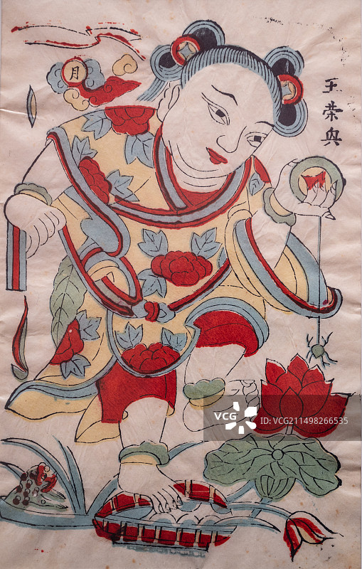 中国山东省博物馆文物古典风格年画图片素材