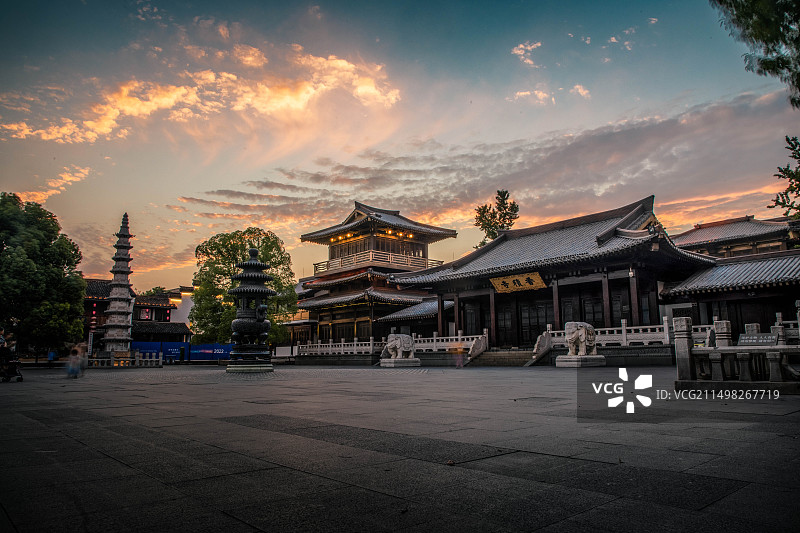 杭州香积寺晚霞傍晚风光图片素材