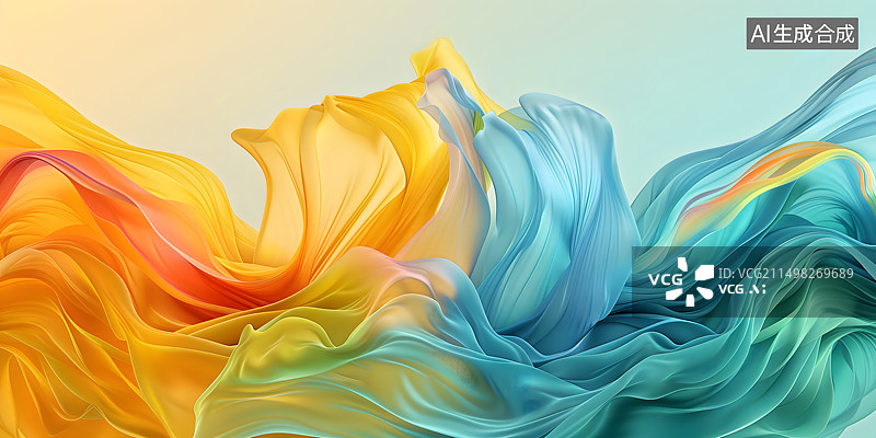 【AI数字艺术】多彩丝绸柔和流动抽象背景图片素材