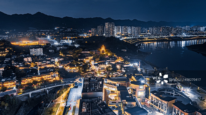 重庆磁器口古镇夜景风光图片素材