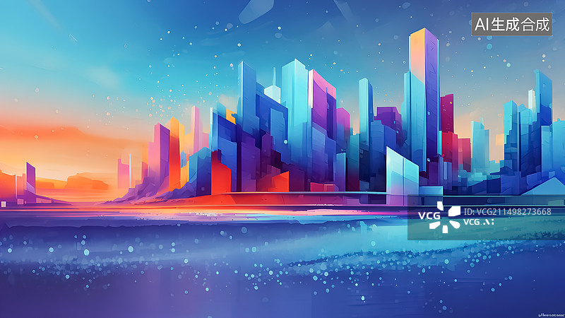 【AI数字艺术】现代几何建筑插画图片素材
