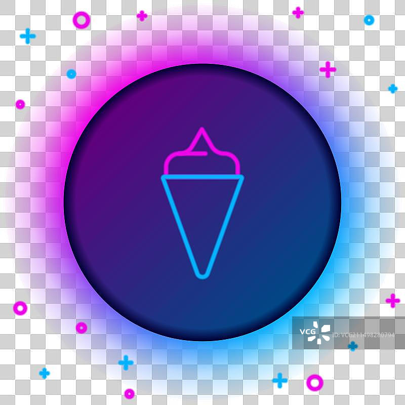 发光的霓虹灯华夫筒冰淇淋图标图片素材