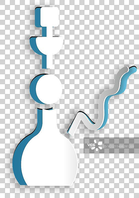 灰色背景上的水烟筒图标剪纸图片素材
