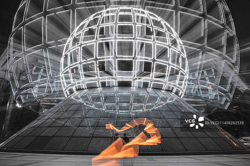 西湖文化广场夜间灯光图片素材