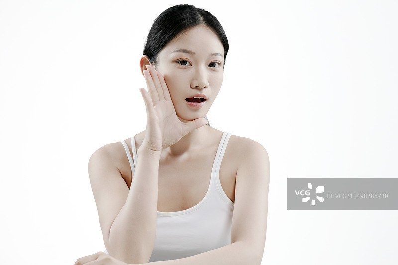 一位中国女性半身肖像,妆容图片素材