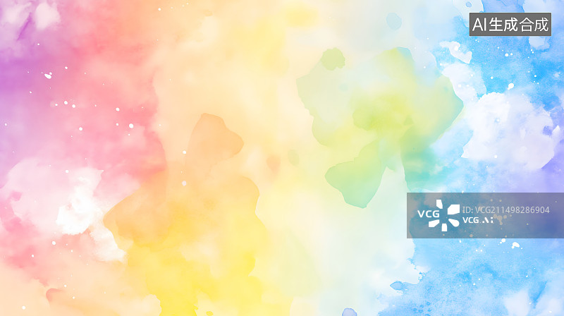 【AI数字艺术】水彩风彩虹梦幻插画背景图片素材