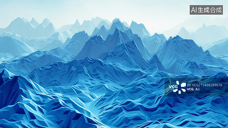 【AI数字艺术】蓝白色粒子波纹质感背景图片素材