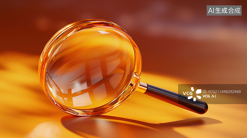 【AI数字艺术】放大镜3D搜寻目标聚焦分析商业探索插图图片素材