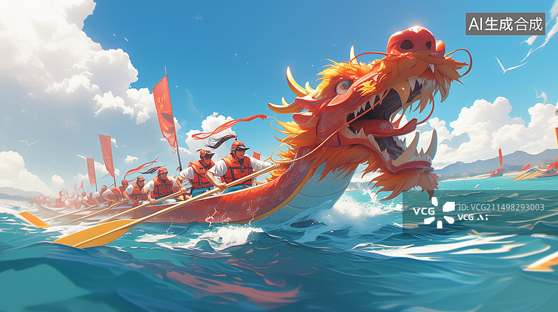 【AI数字艺术】赛龙舟-划船比赛图片素材