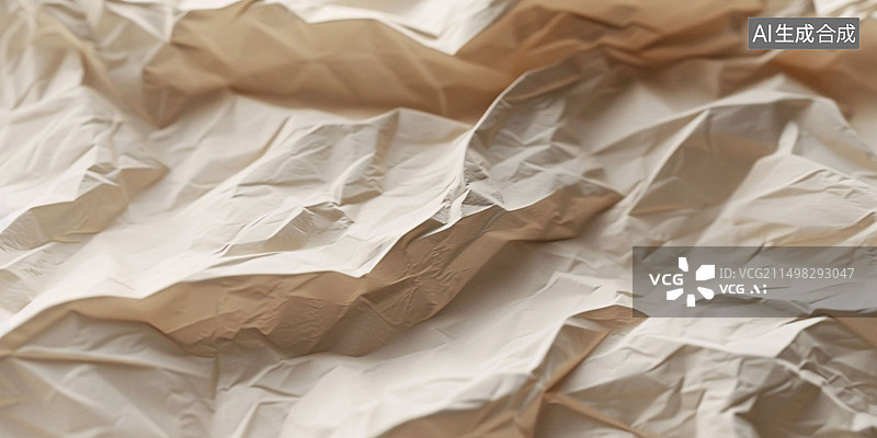 【AI数字艺术】皱纹纸张纹理的特写褶皱纸张纹理背景素材图片素材