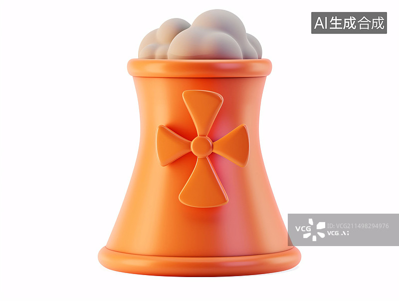 【AI数字艺术】3D核电站模型核污染工业能源辐射插图元素图片素材