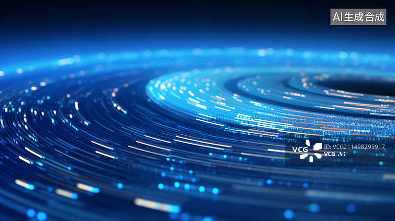 【AI数字艺术】蓝色科技抽象光子大数据网络创意图图片素材