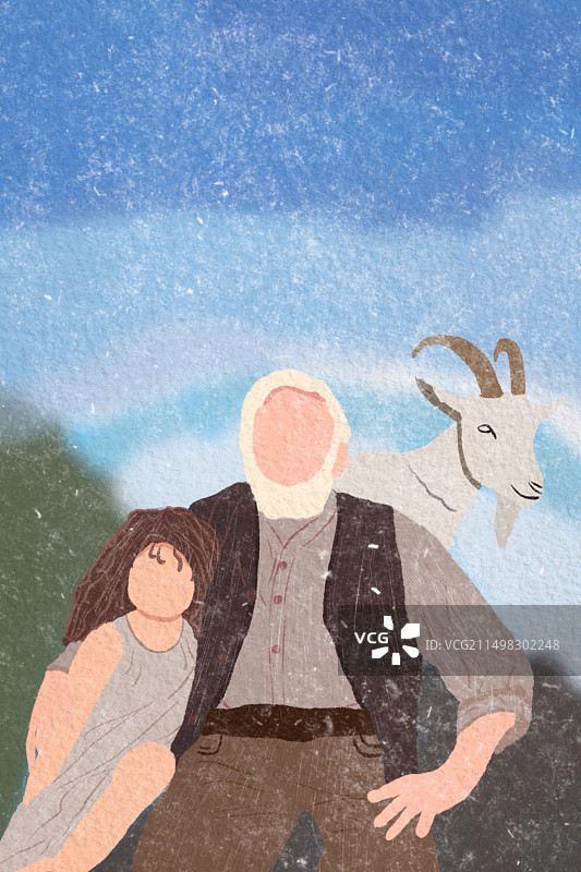 小女孩和爷爷图片素材