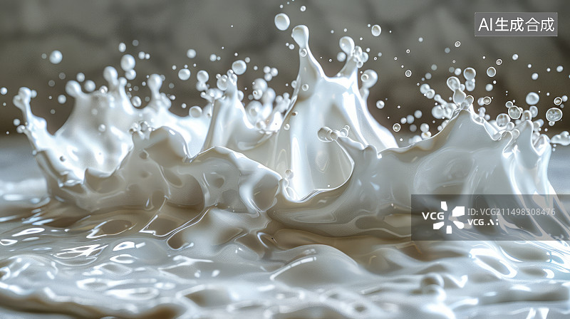 【AI数字艺术】丝滑纯白的牛奶空中飞舞飞溅场景图片素材