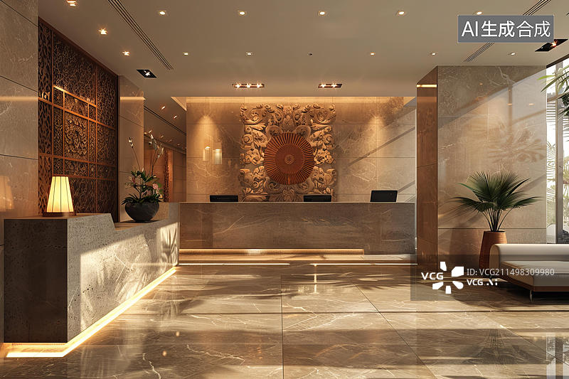 【AI数字艺术】酒店大堂图片素材